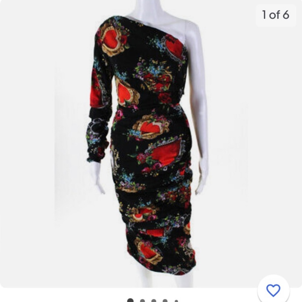Dolce & Gabbana Black and Red One-Shoulder Dress 40 It